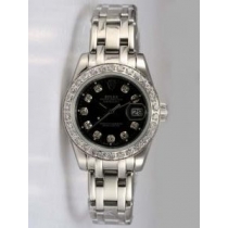 Rolex DATEJUST Black Dial With  CZ Diamond Hour