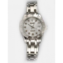 Rolex DATEJUST Etched Silver Dial With CZ Diamon