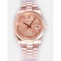 Rolex DATEJUST Pink Dial With  CZ Diamond Hour M