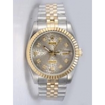 Rolex DATEJUST Etched Grey Dial With  CZ Diamond