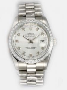 Rolex DATEJUST White Dial With CZ Diamond Hour M