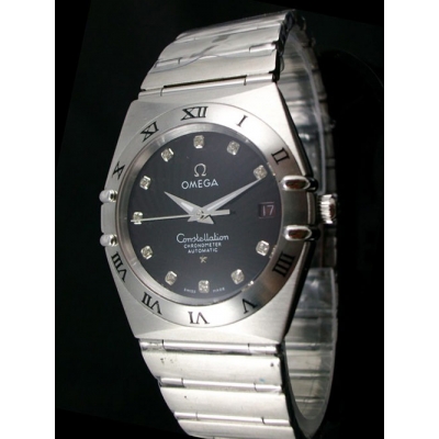 Omega Constellation Stainless Steel Case Bezel Black