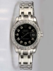 Rolex DATEJUST Black Dial With  CZ Diamond Hour