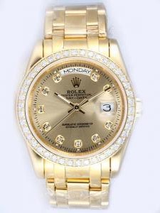 Rolex Day Date Grey Dial With CZ Diamonds And Ba