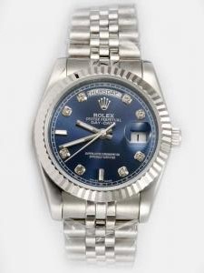 Rolex Day Date Mandarin Blue Dial With CZ Diamon