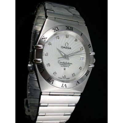 Omega Constellation Stainless Steel Case Bezel White Dia