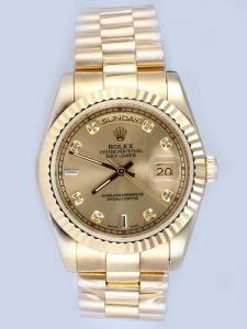 Rolex Day Date Brown Dial With CZ Diamonds And B