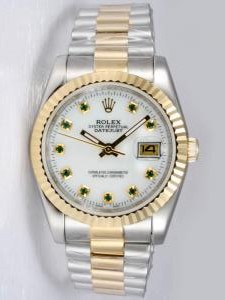 Rolex DATEJUST Oyster Dial With Green Stone Hour