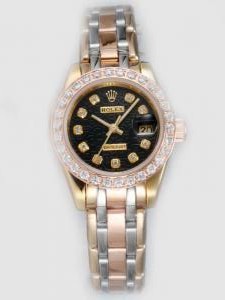 Rolex DATEJUST Black Dial With  CZ Diamond Hour