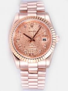 Rolex DATEJUST Pink Dial With  CZ Diamond Hour M