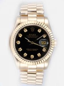 Rolex DATEJUST Black Dial With  CZ Diamond Hour