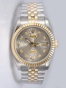 Rolex DATEJUST Etched Grey Dial With  CZ Diamond