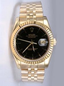 Rolex DATEJUST Black Dial With  Bar Hour Markers